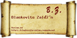 Blaskovits Zalán névjegykártya